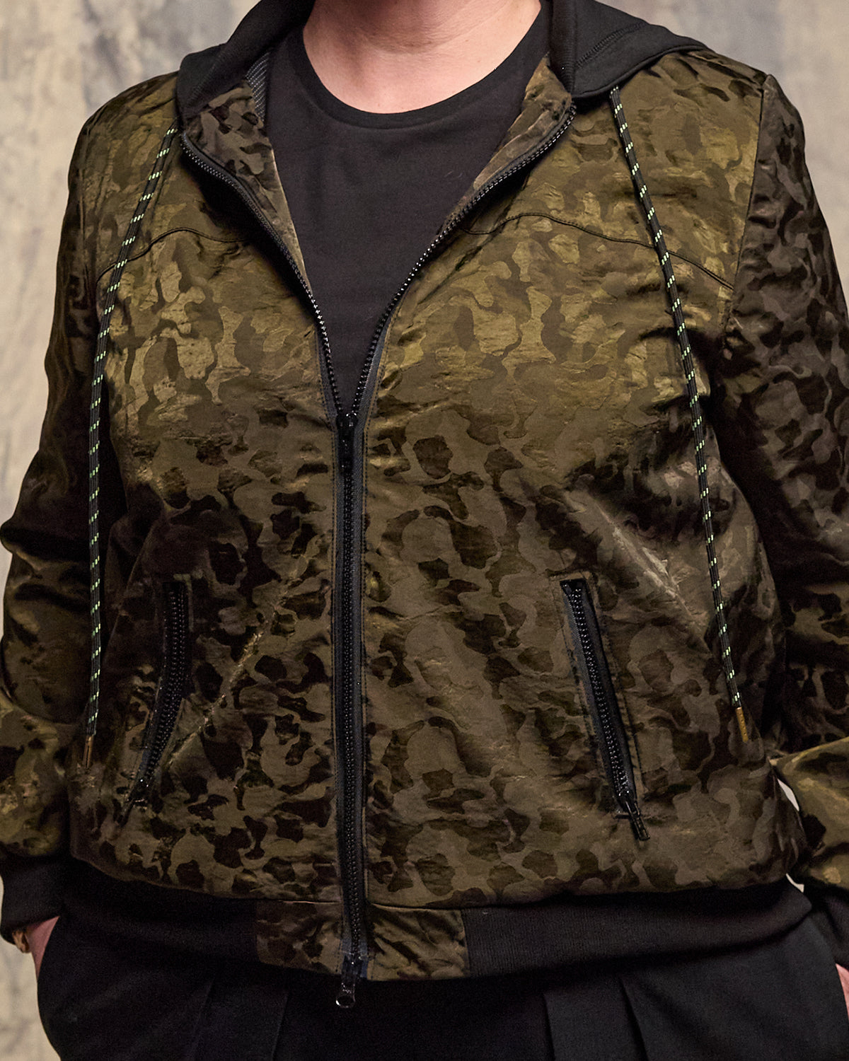 Front view of the original Jay Victoria bomber jacket.
